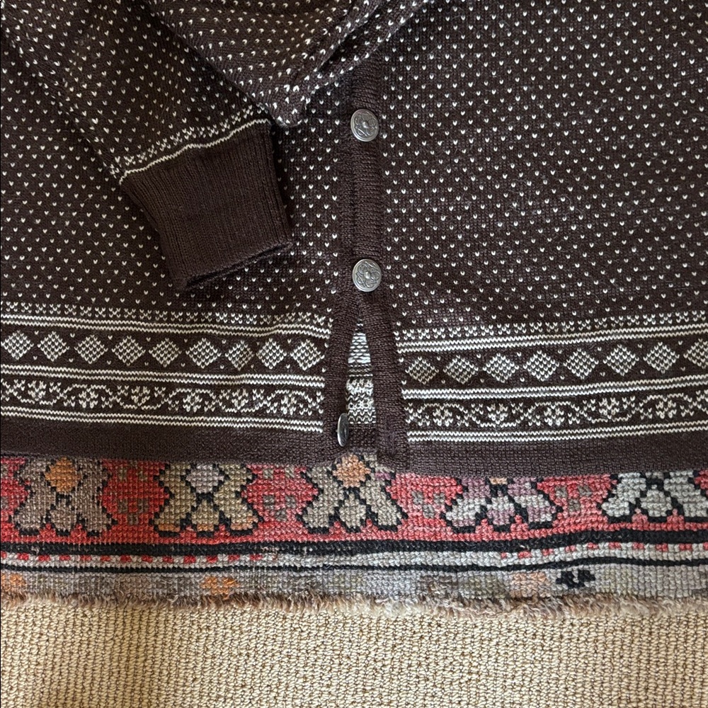Dale of Norway Brown and Cream Patterned Cardigan - Picture 6 of 8